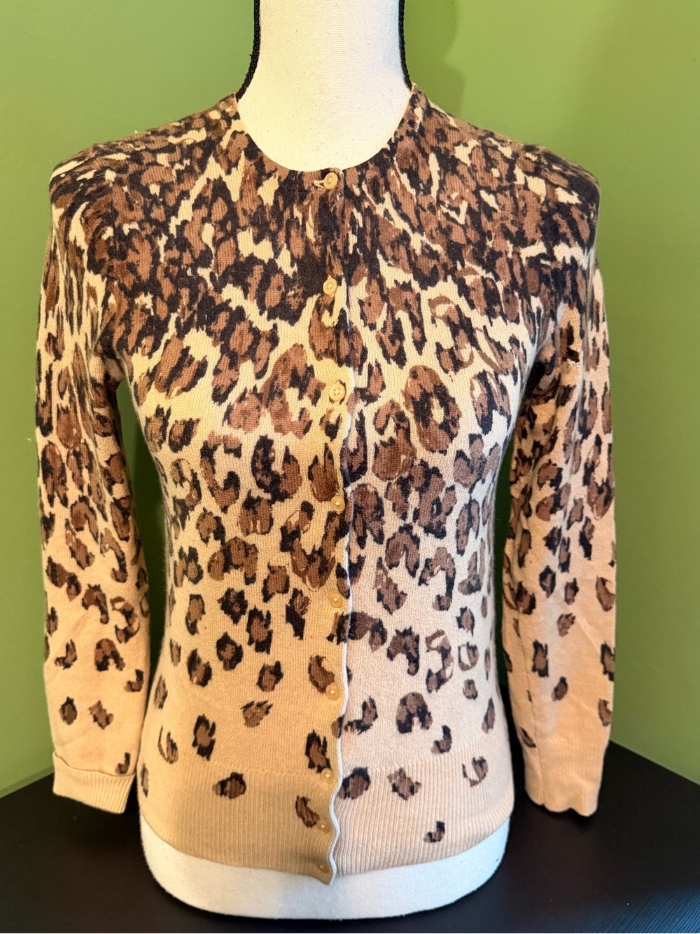 Lord & Taylor Cashmere Leopard-Print Sweater in Beige & Brown